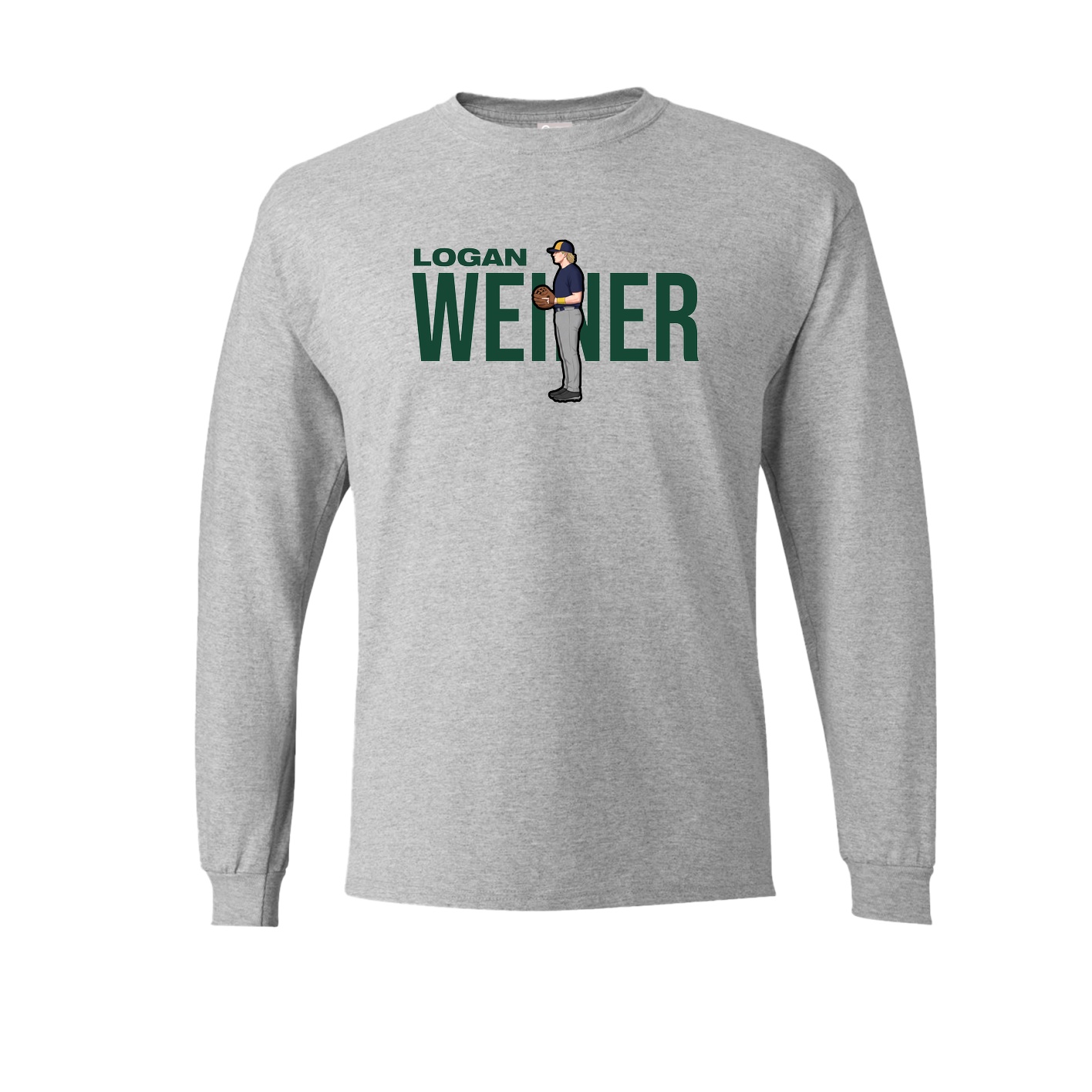 Long Sleeve Tee — Player Name in Grey