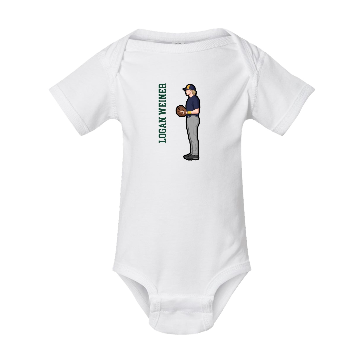 Baby Onesie — Name Vertical in White