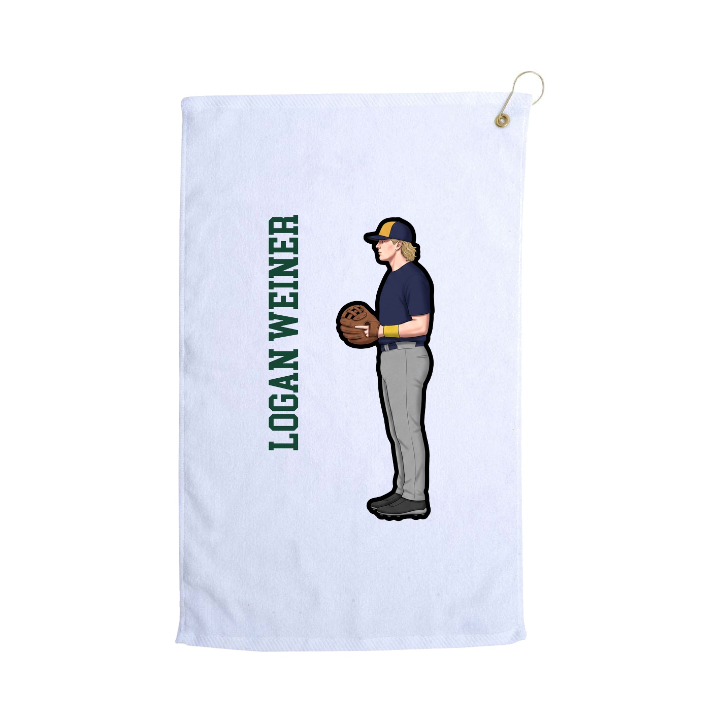 Golf Towel — Name Vertical in White