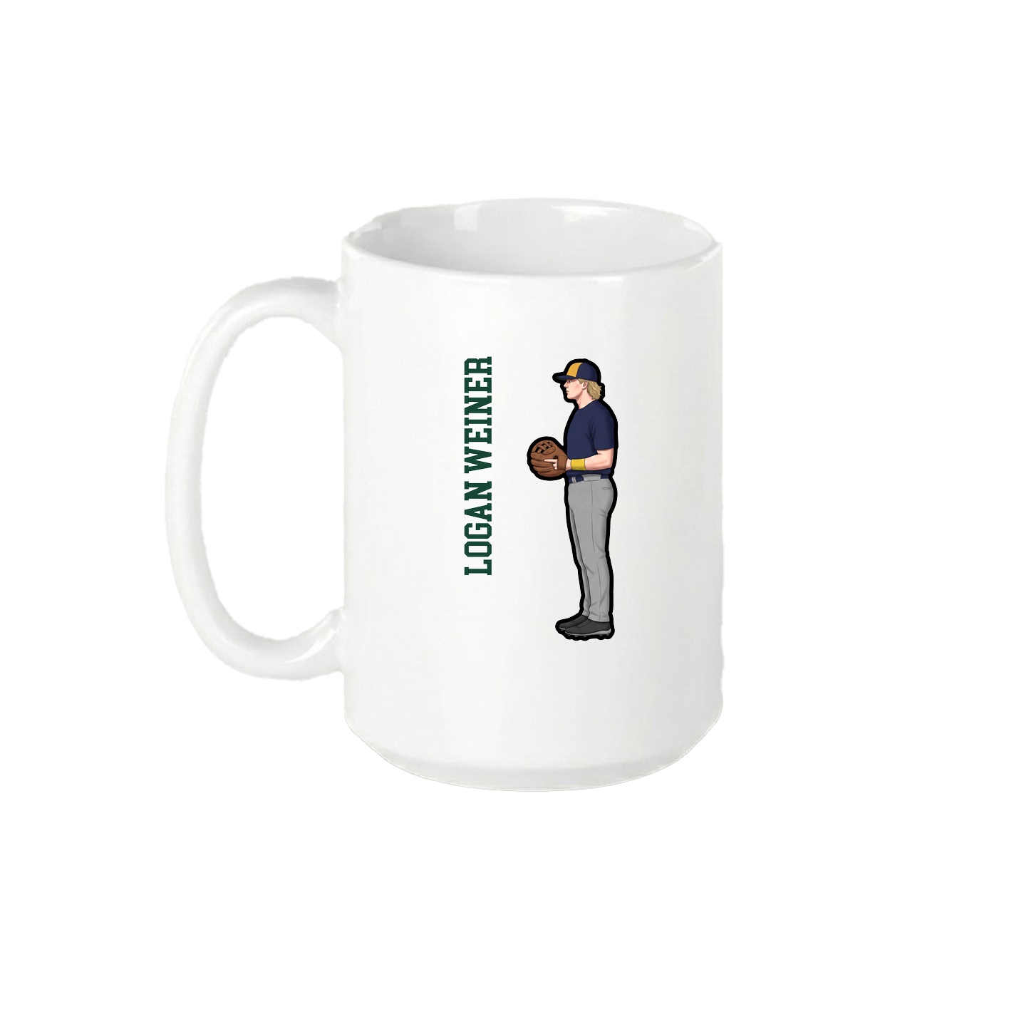 15oz Coffee Mug — Name Vertical in White