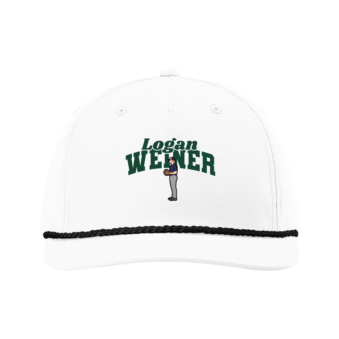 Five-Panel Classic Rope Cap — Signature Arch in White