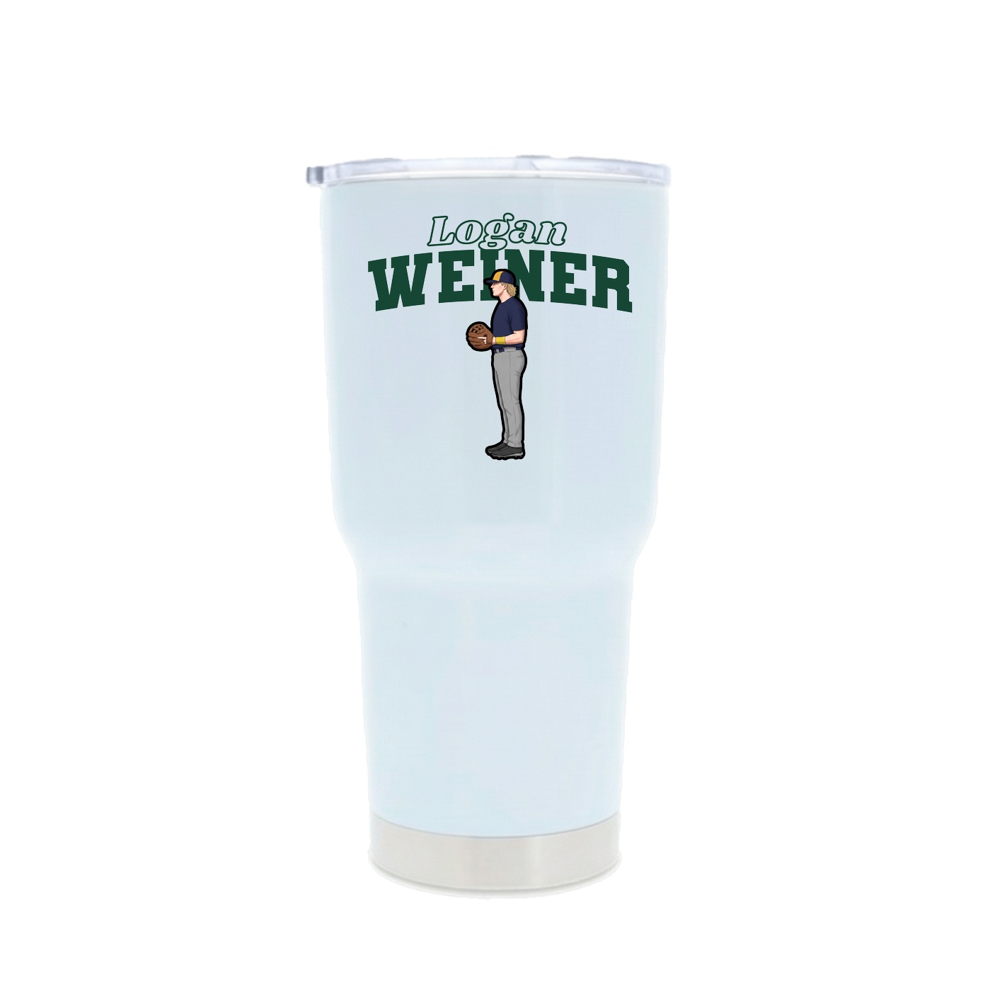 30oz Stainless Steel Tumbler — Name Arch in White