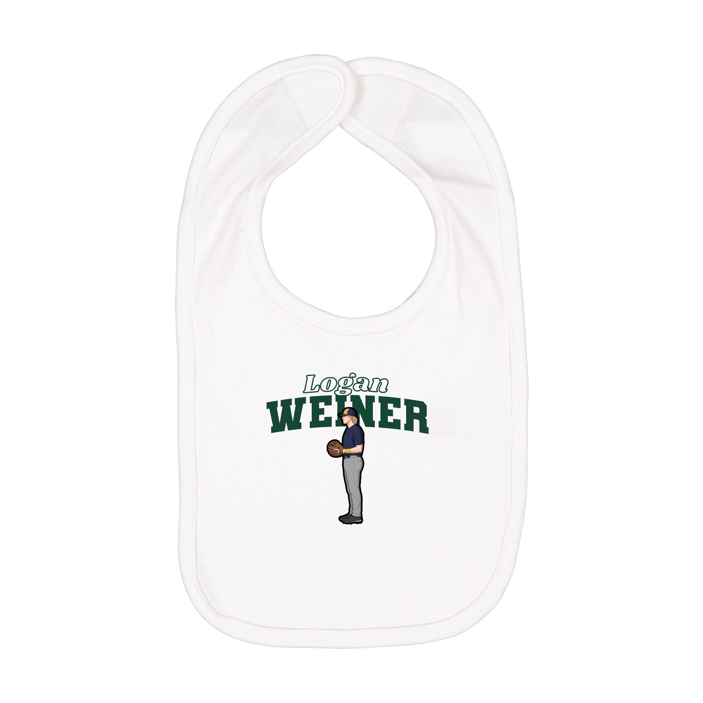 Infant Bib — Name Arch in White