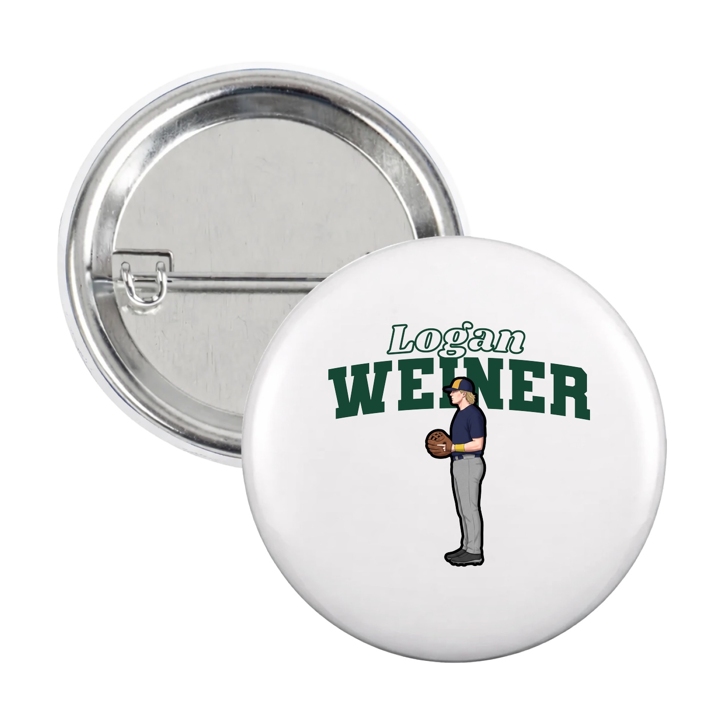 Game Day Button — Name Arch in White