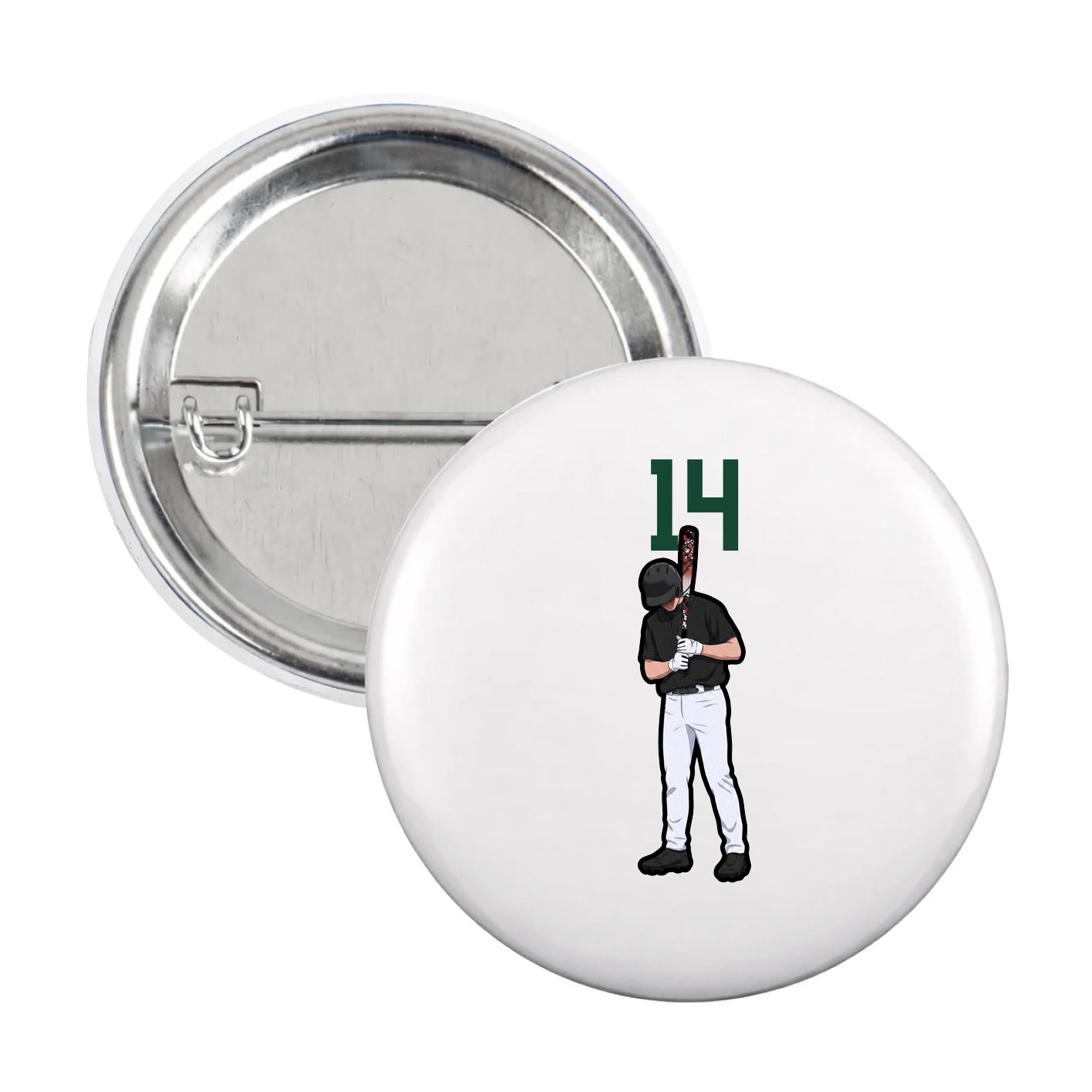 Game Day Button — Number Top in White