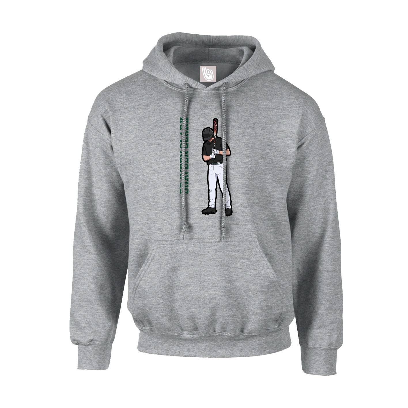 Youth Hoodie — Name Vertical in Grey