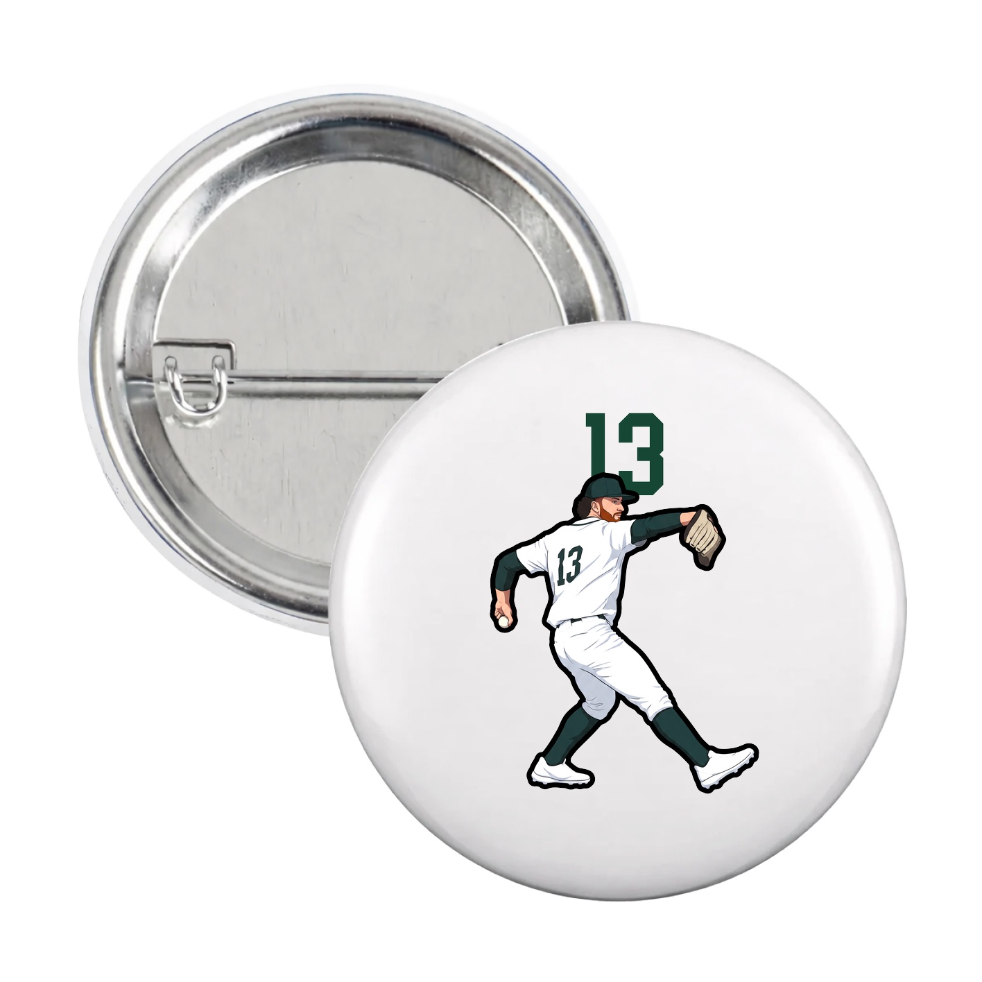 Game Day Button — Number Top in White