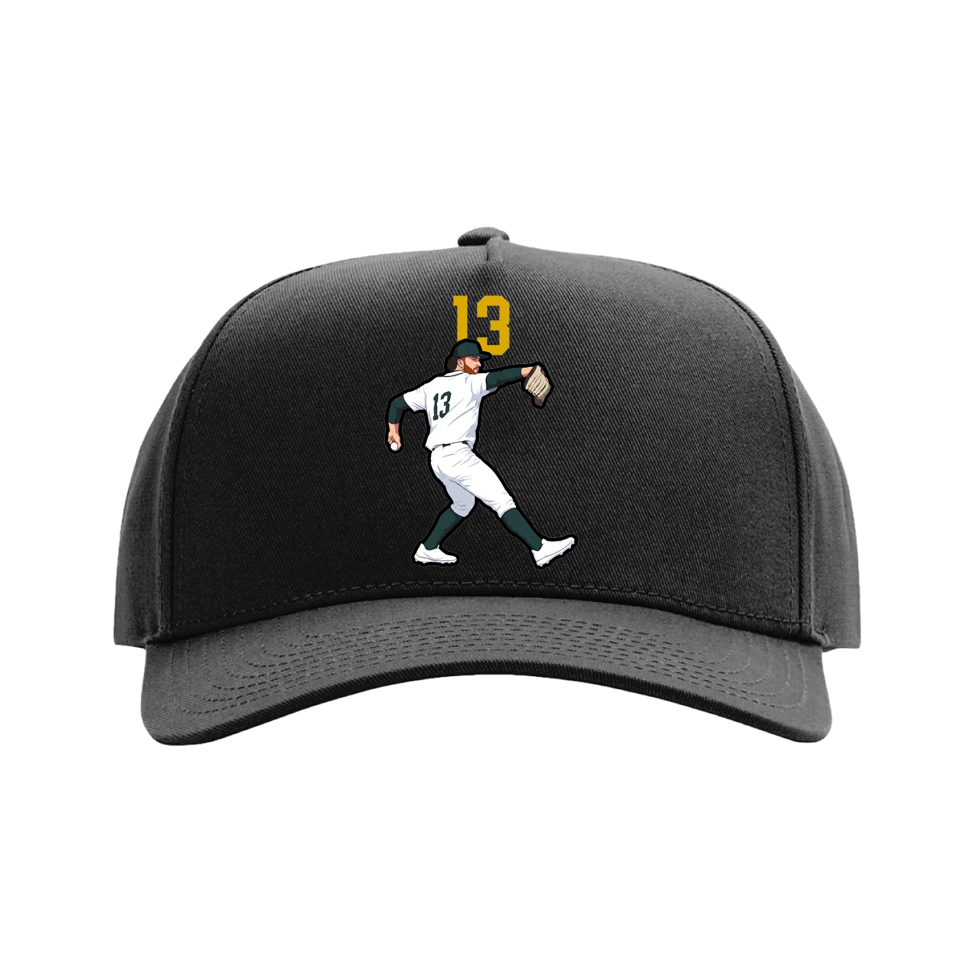 Full Fabric Five-Panel Champ Cap — Number Top in Black