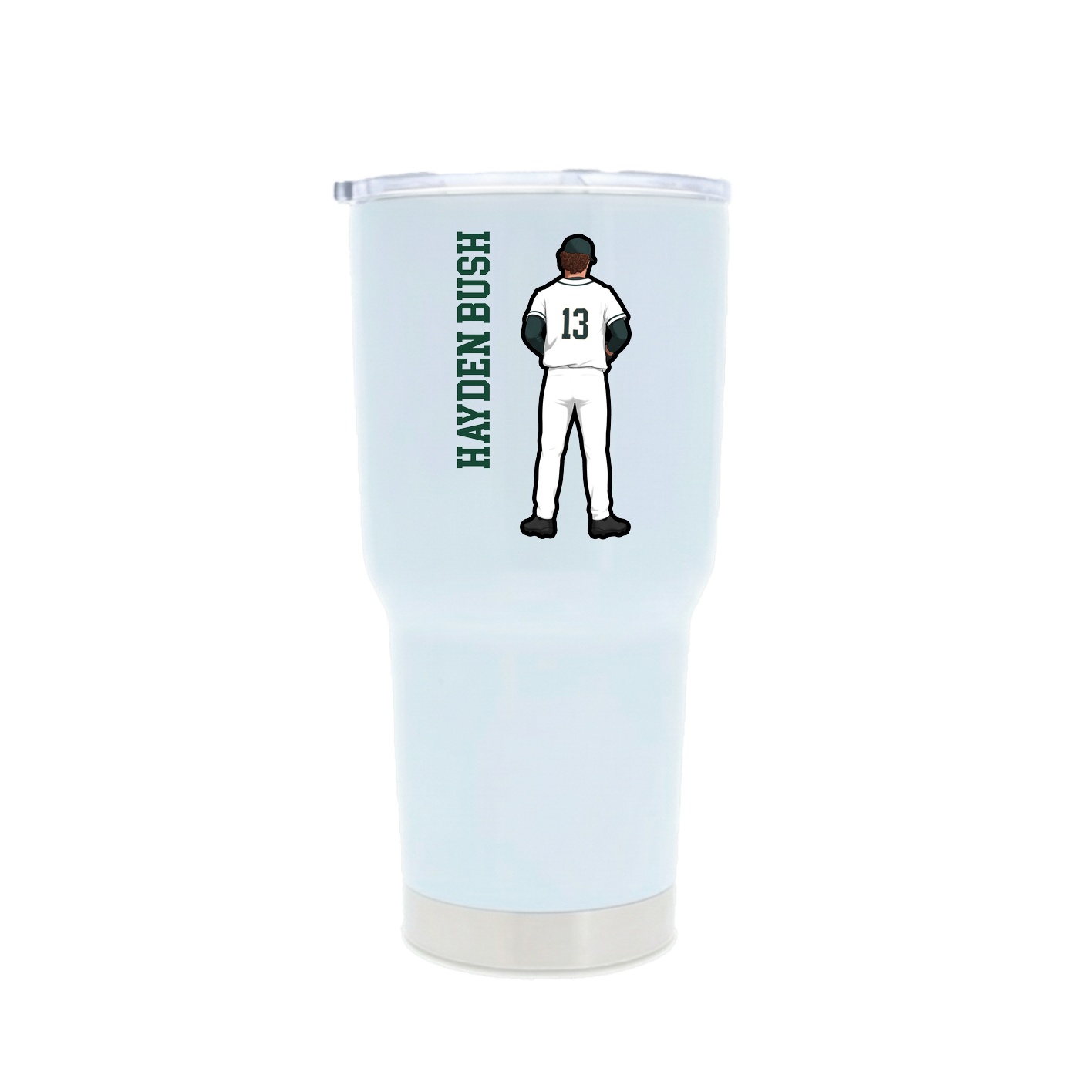 30oz Stainless Steel Tumbler — Name Vertical in White