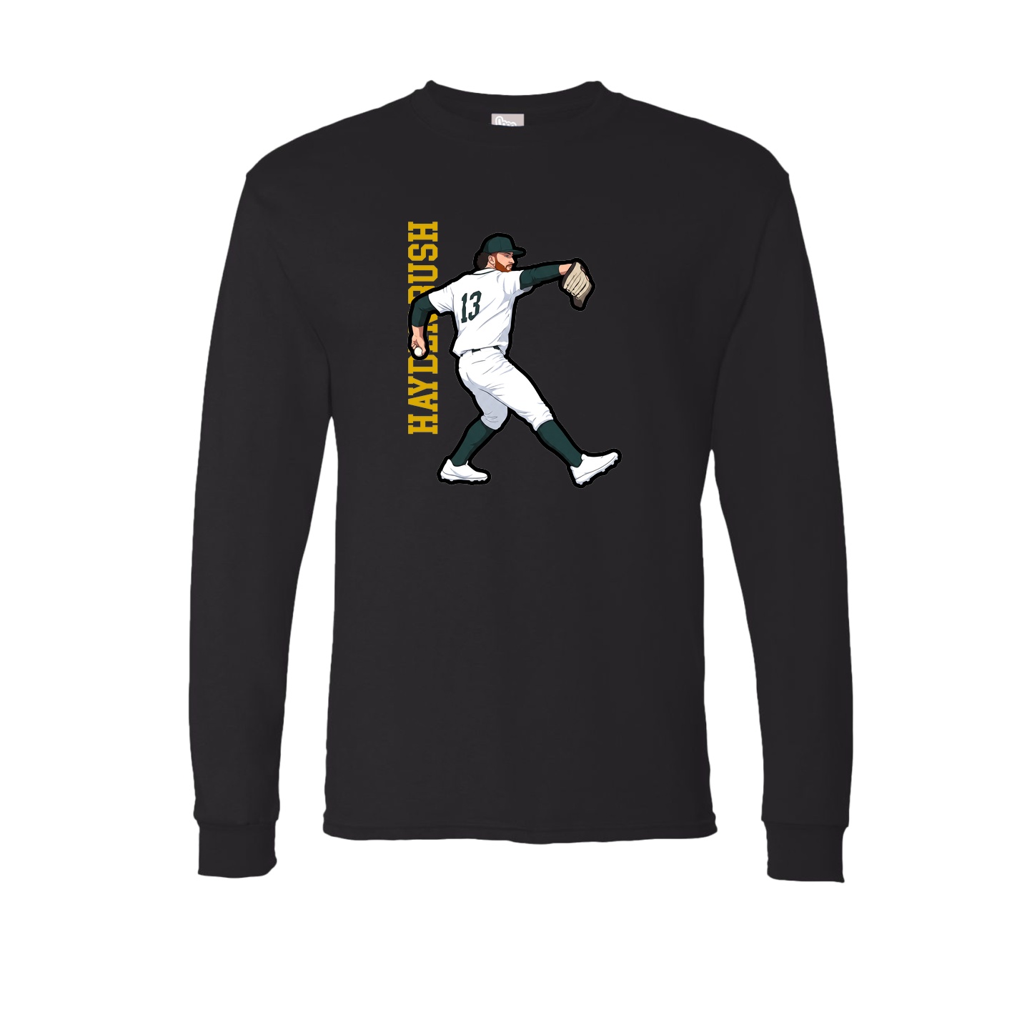 Long Sleeve Tee — Name Vertical in Black
