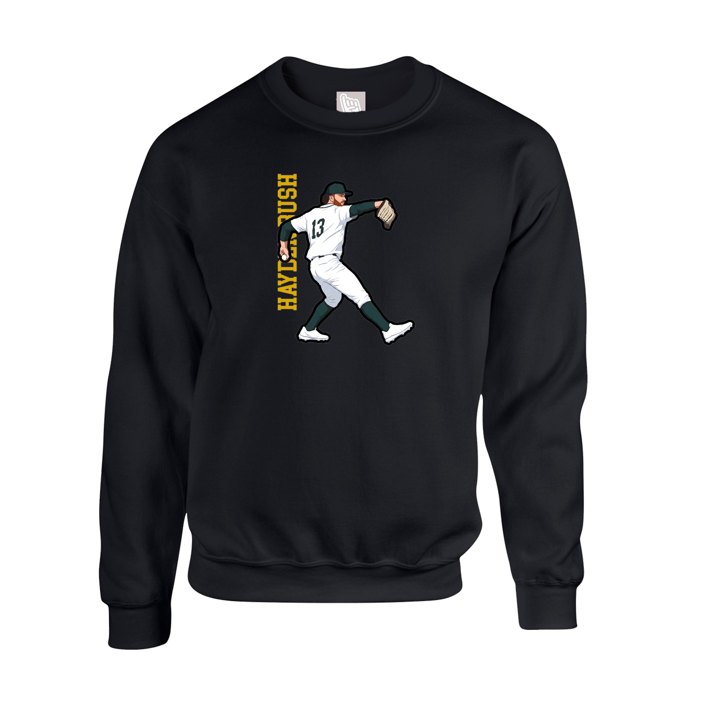 Fleece Crew — Name Vertical in Black