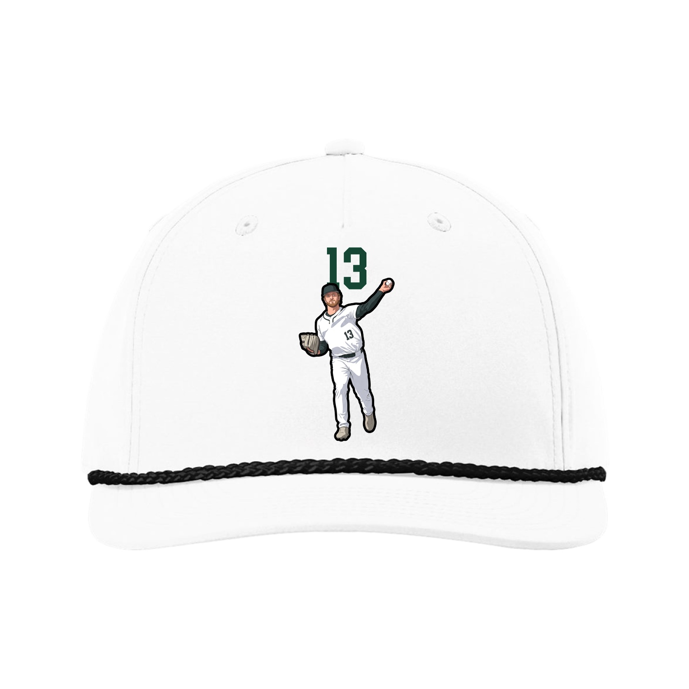 Five-Panel Classic Rope Cap — Number Top in White