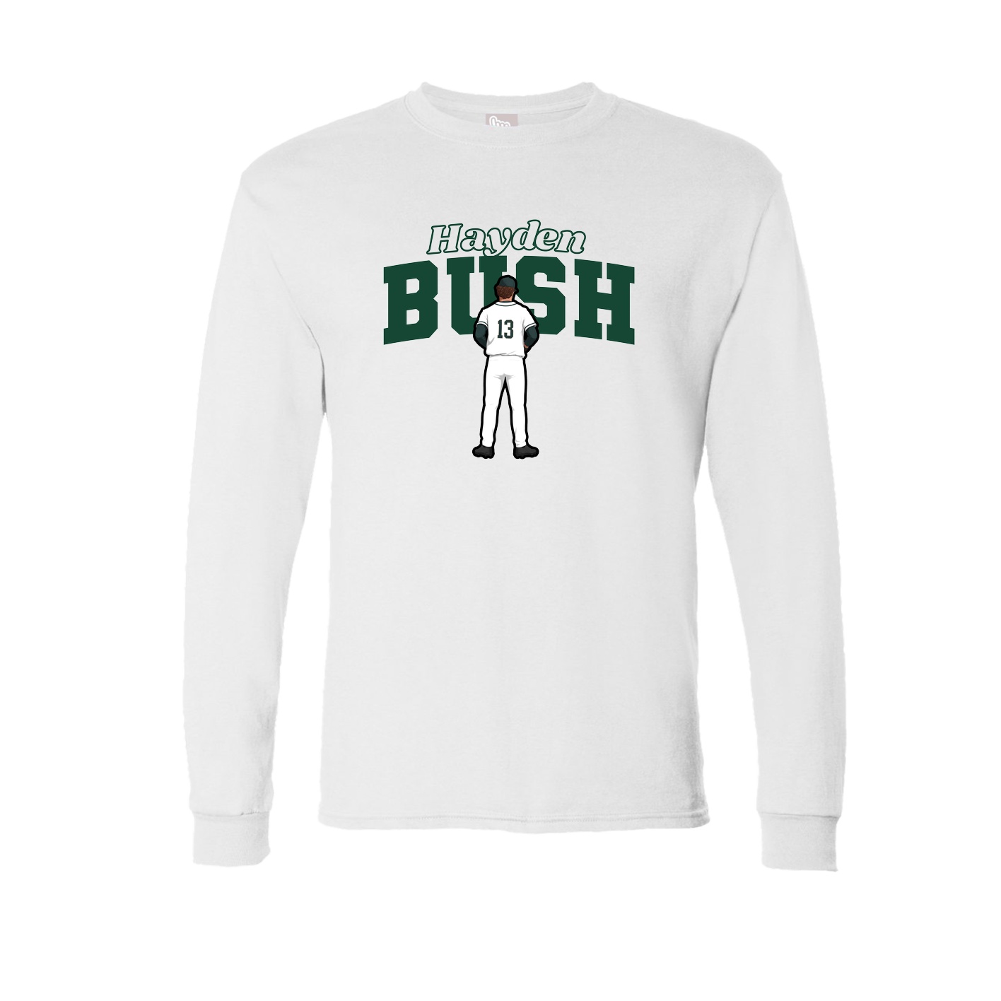 Long Sleeve Tee — Name Arch in White