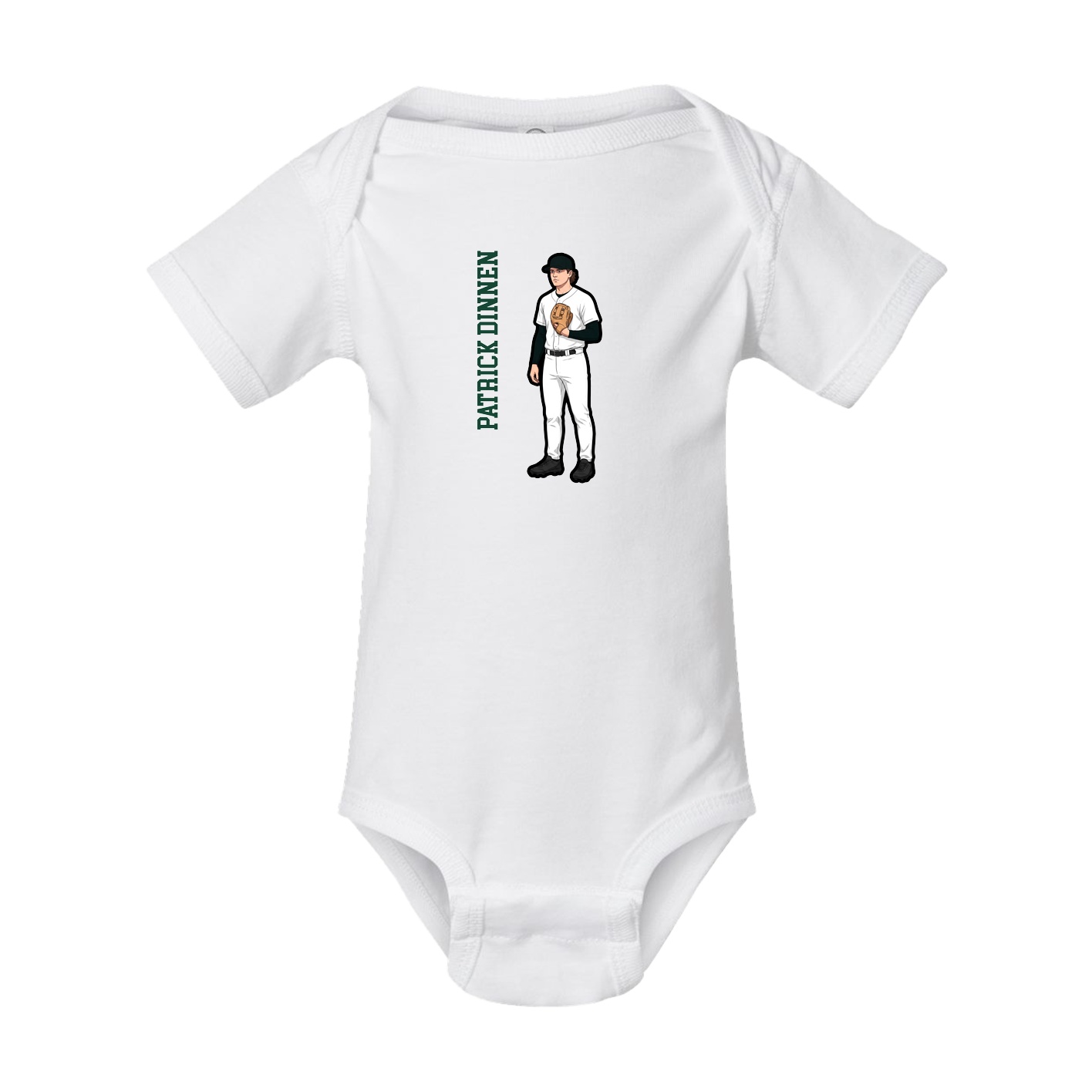 Baby Onesie — Name Vertical in White