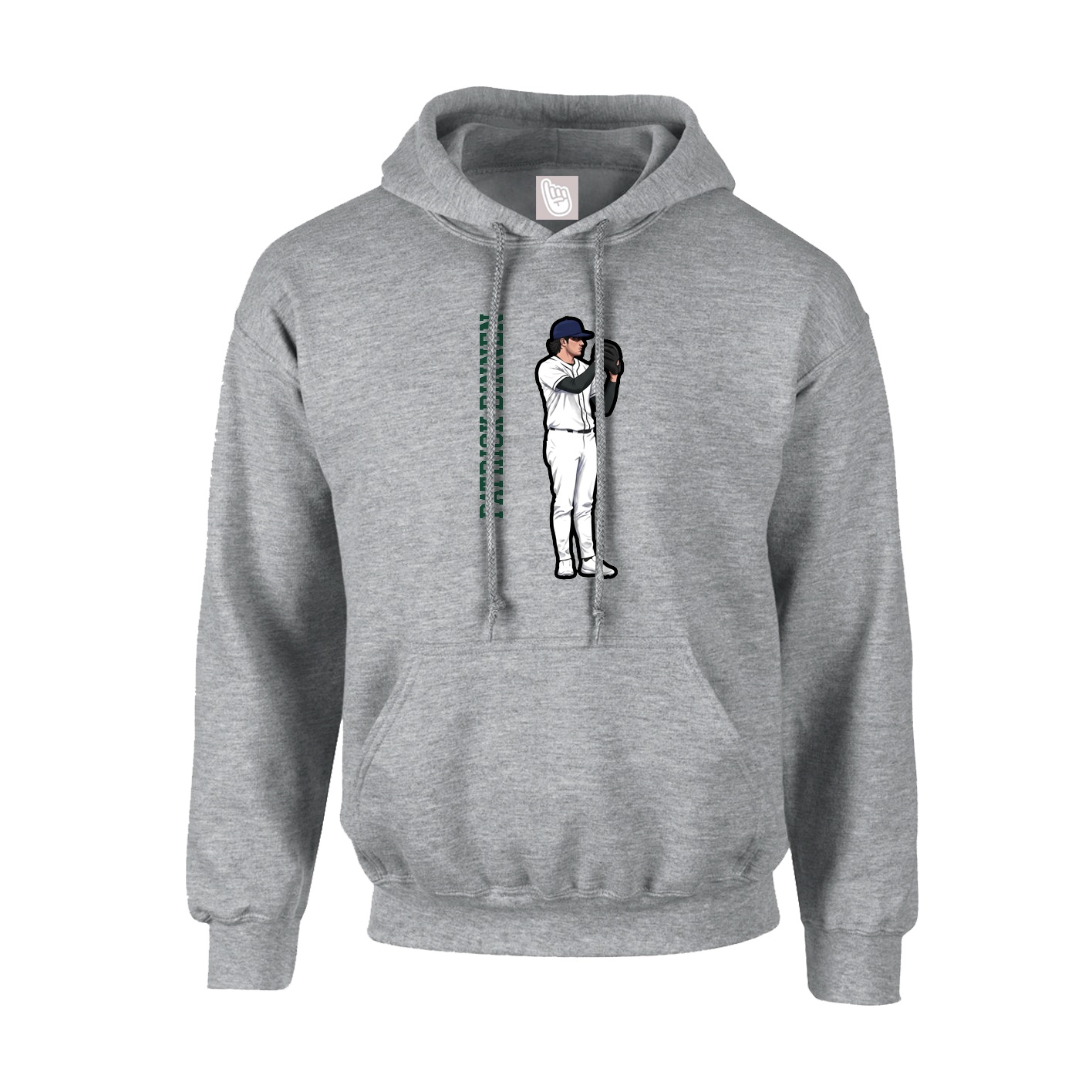 Hoodie — Name Vertical in Grey