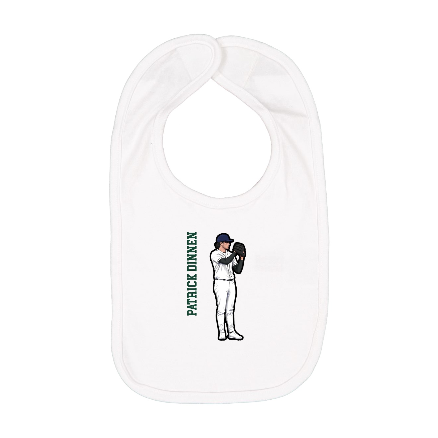 Infant Bib — Name Vertical in White
