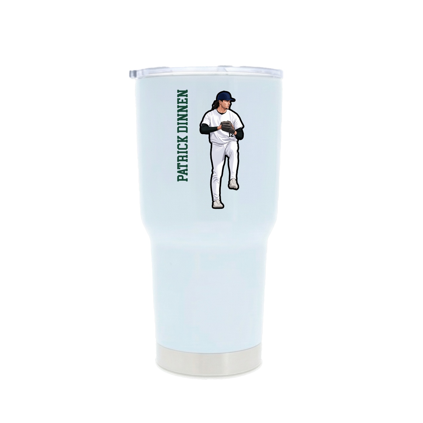 30oz Stainless Steel Tumbler — Name Vertical in White