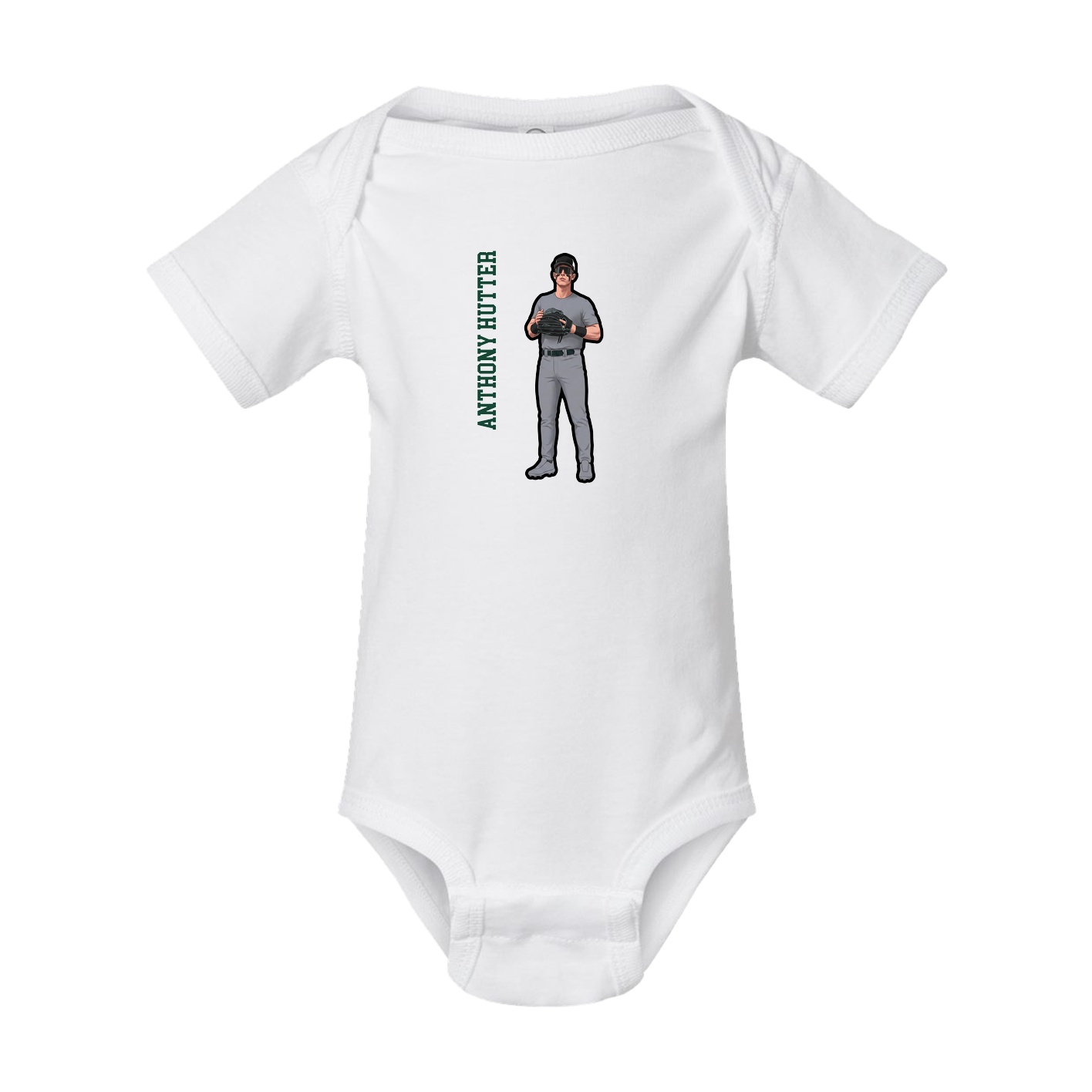 Baby Onesie — Name Vertical in White