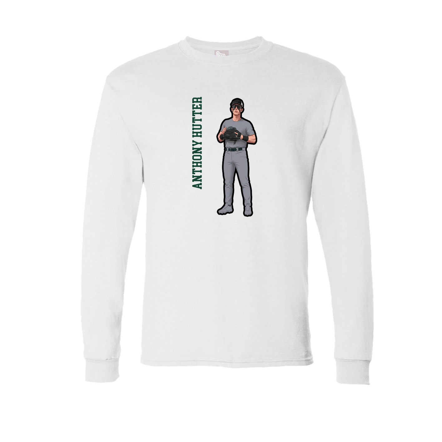 Long Sleeve Tee — Name Vertical in White