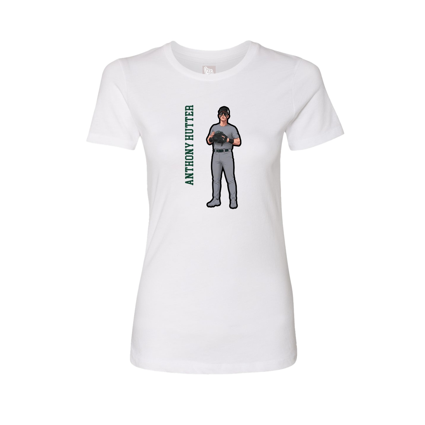 Fitted Women's Tee — Name Vertical in White