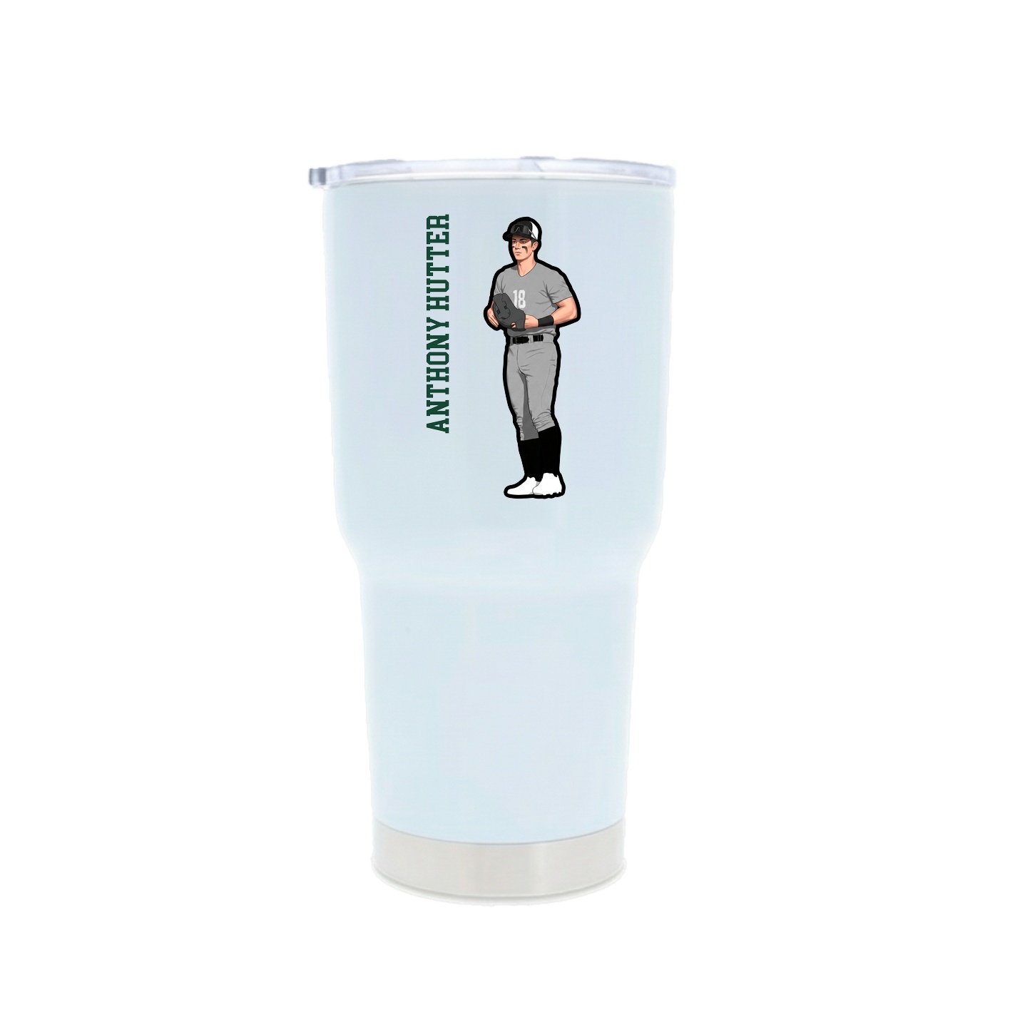 30oz Stainless Steel Tumbler — Name Vertical in White