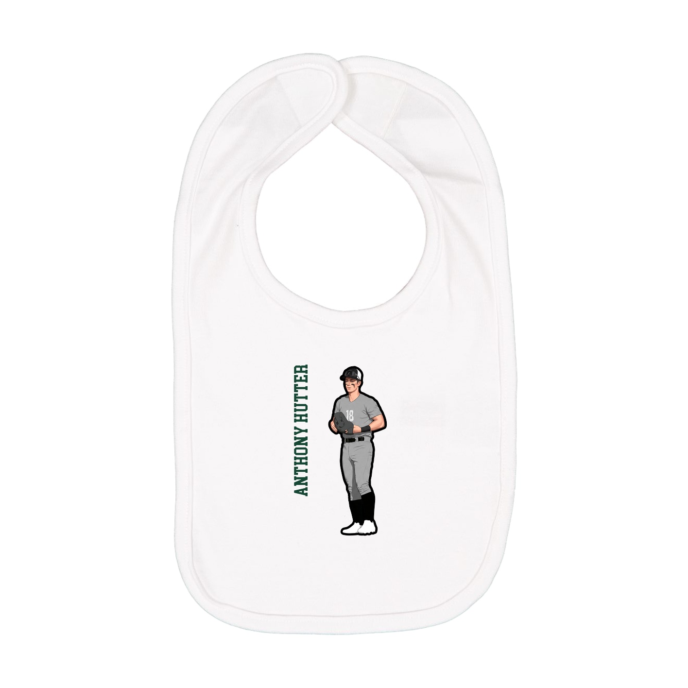 Infant Bib — Name Vertical in White