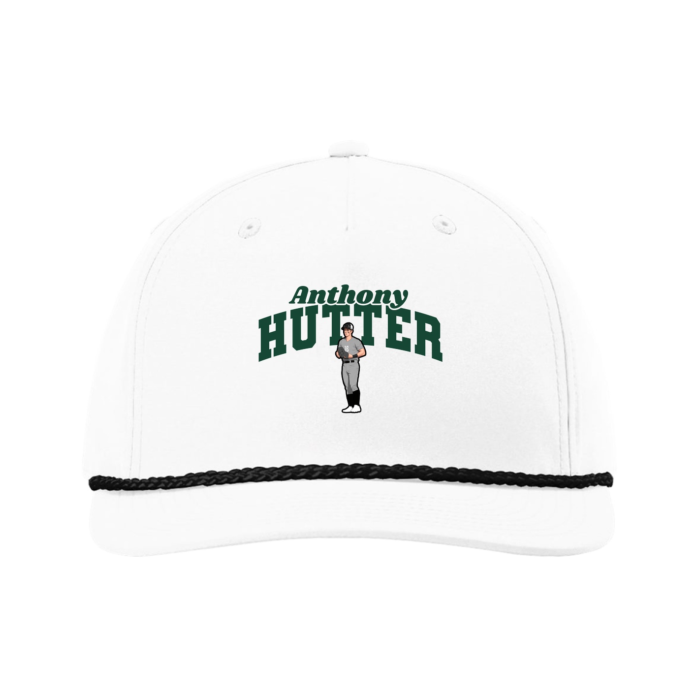 Five-Panel Classic Rope Cap — Signature Arch in White