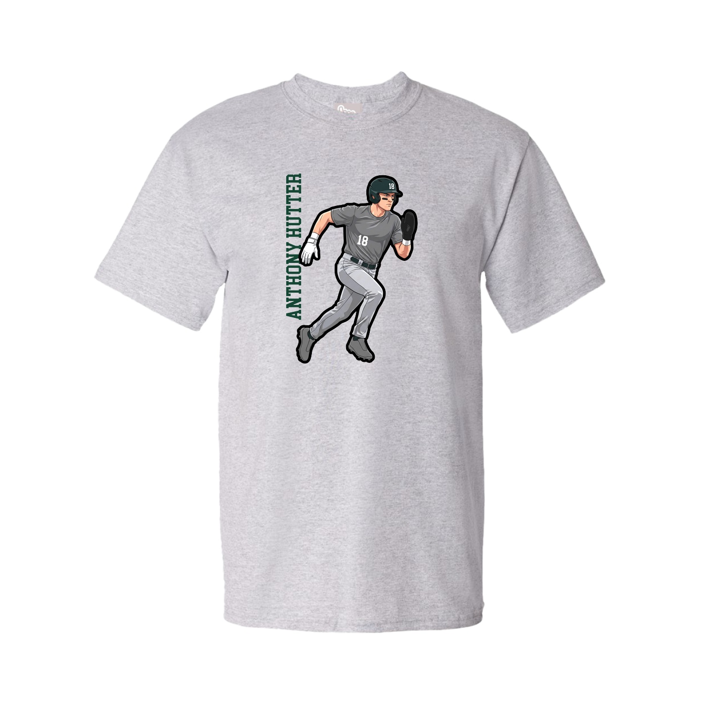 Youth Tee — Name Vertical in Grey