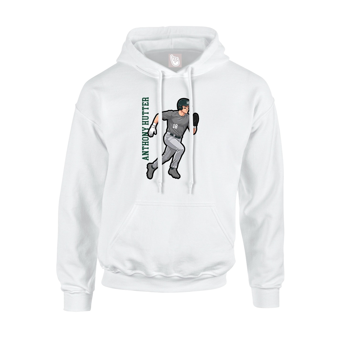 Youth Hoodie — Name Vertical in White