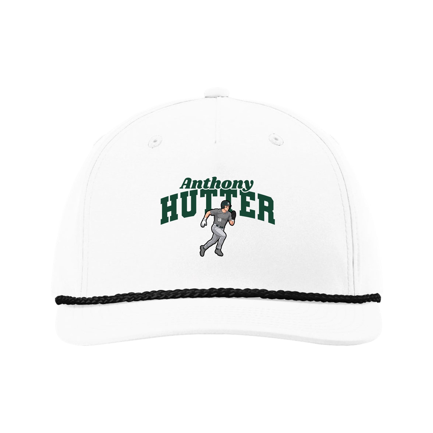 Five-Panel Classic Rope Cap — Signature Arch in White