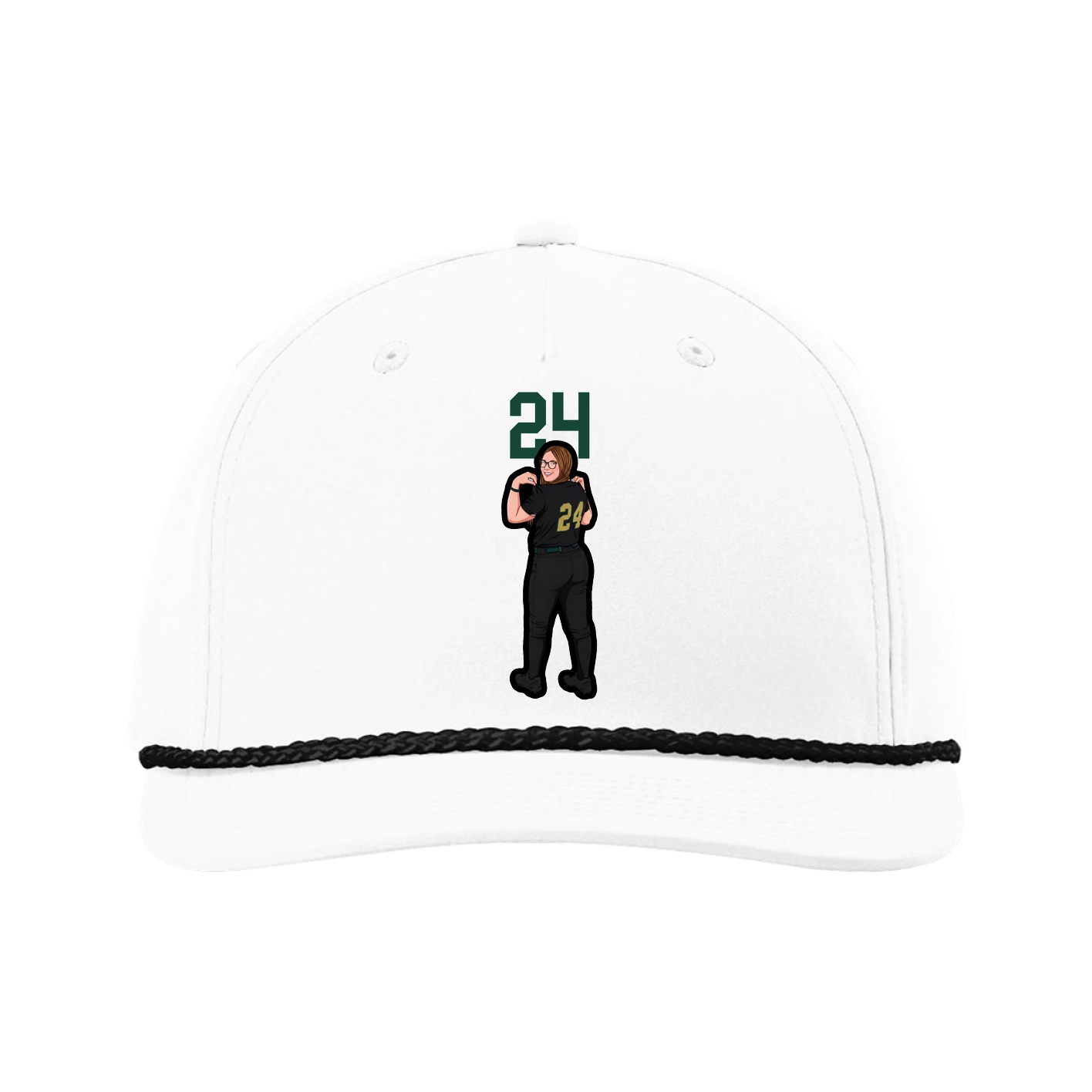 Five-Panel Classic Rope Cap — Number Top in White