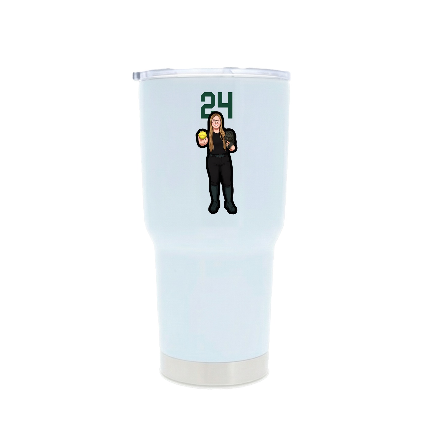 30oz Stainless Steel Tumbler — Number Top in White