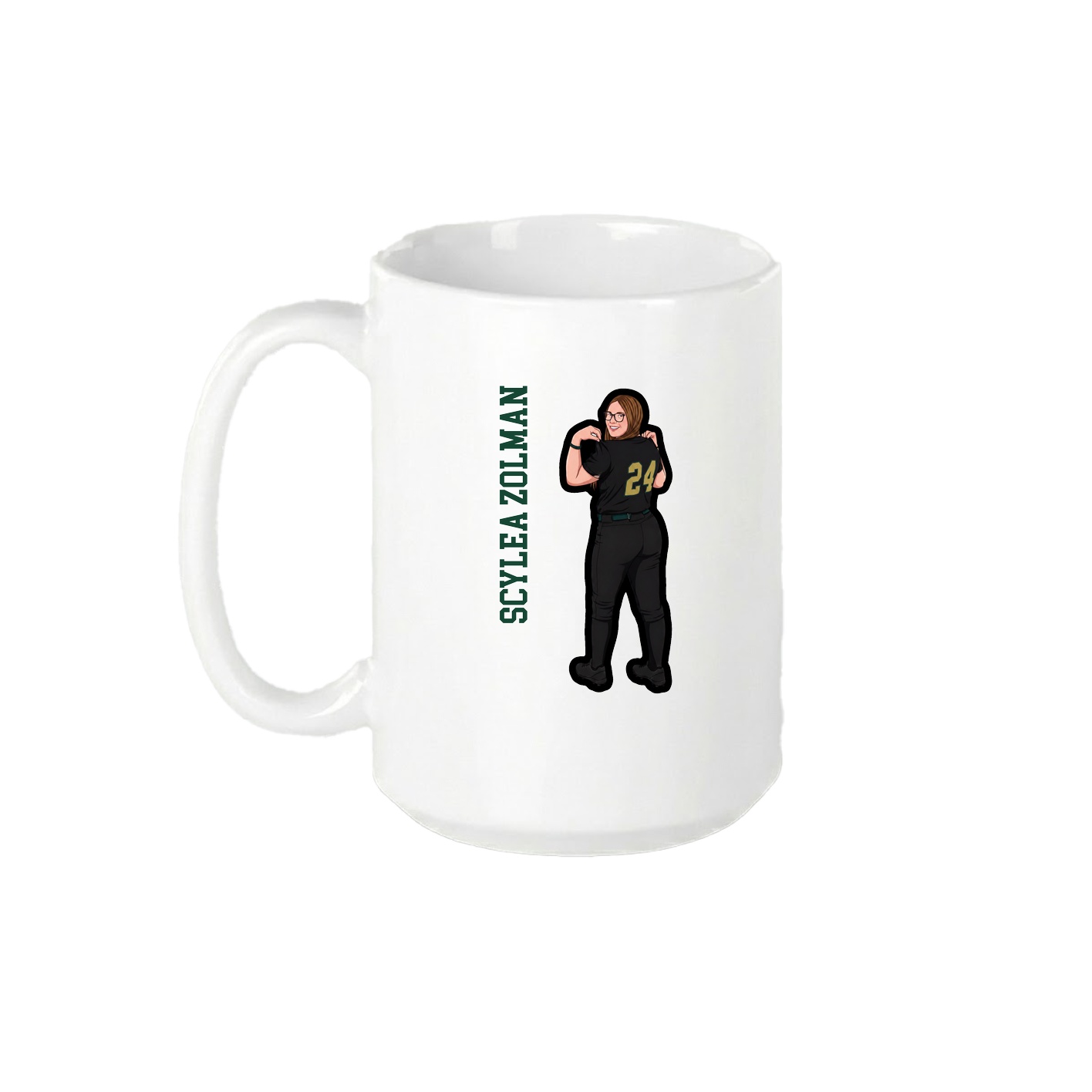 15oz Coffee Mug — Name Vertical in White