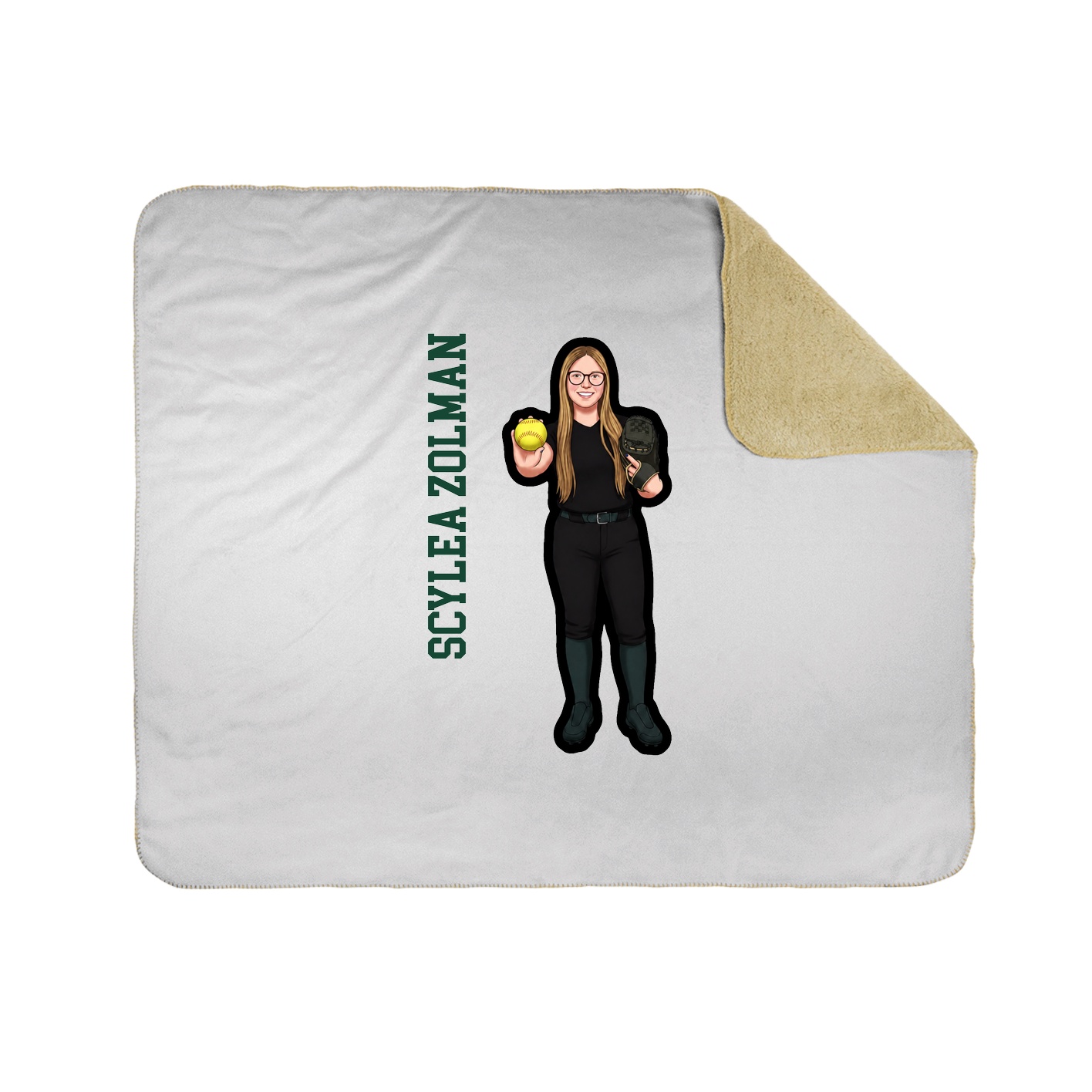 Throw Blanket — Name Vertical in White