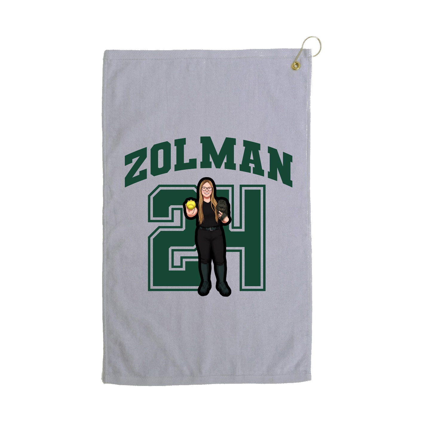 Golf Towel — Number in Grey