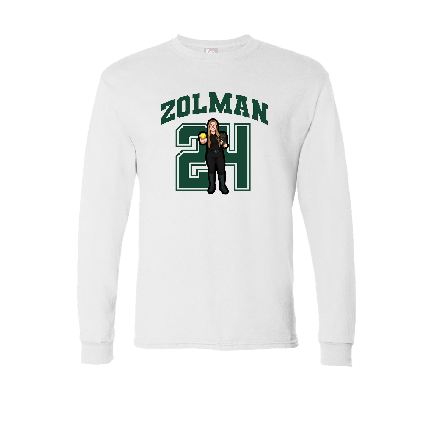 Long Sleeve Tee — Number in White