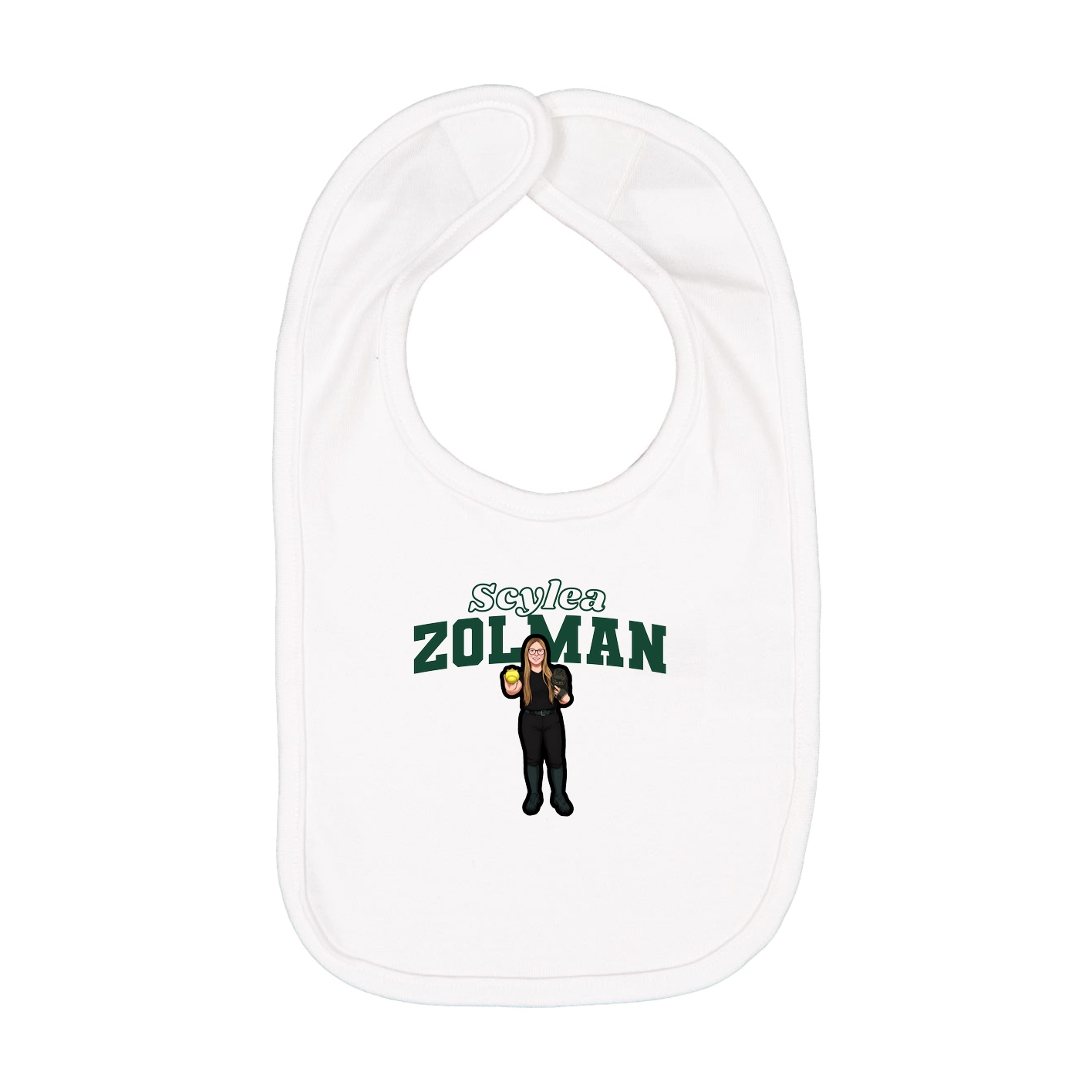 Infant Bib — Name Arch in White
