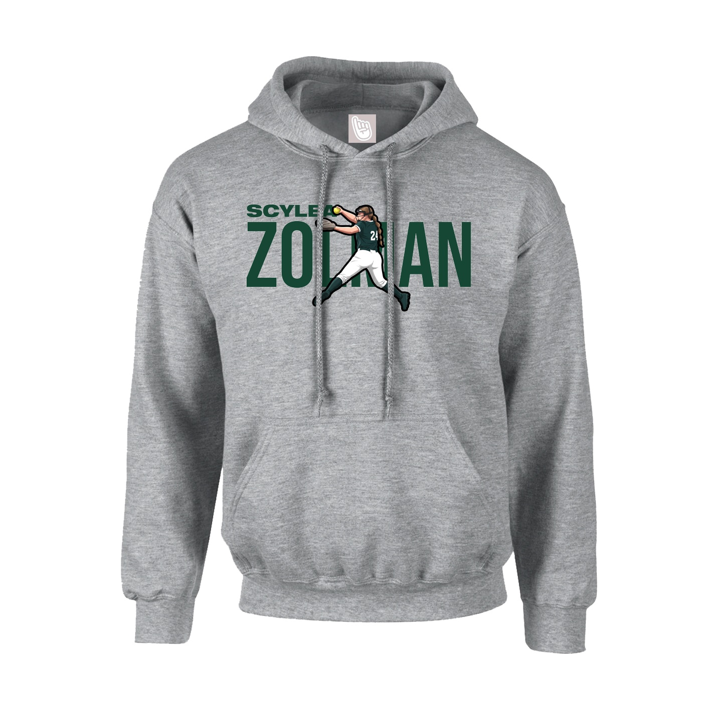 Hoodie — Player Name in Grey