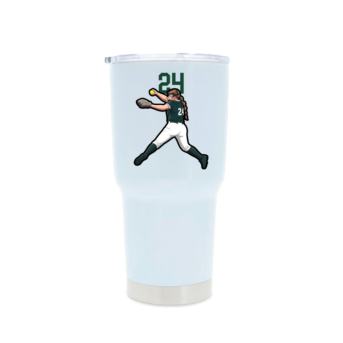 30oz Stainless Steel Tumbler — Number Top in White