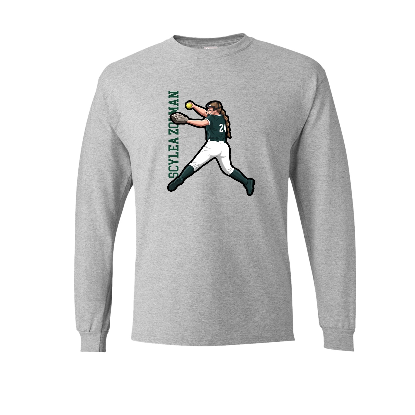 Long Sleeve Tee — Name Vertical in Grey