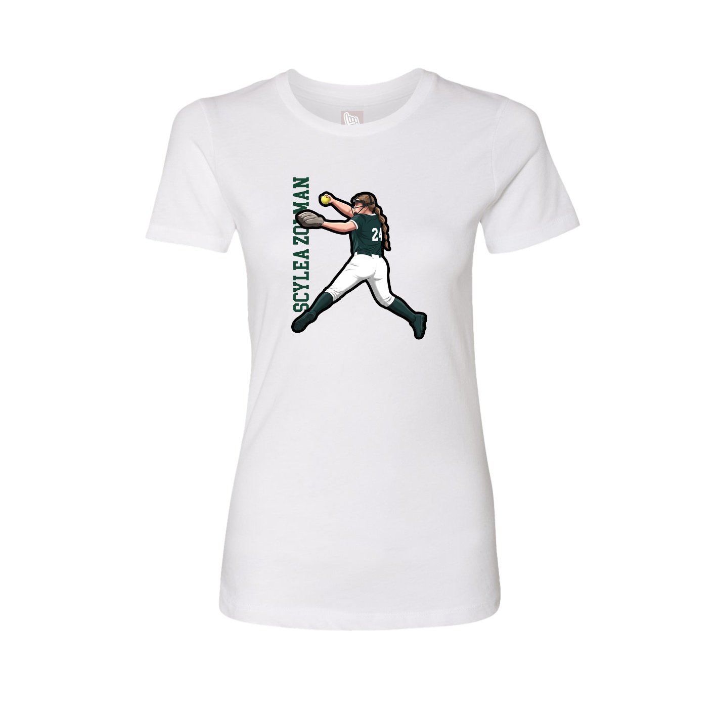 Fitted Women's Tee — Name Vertical in White