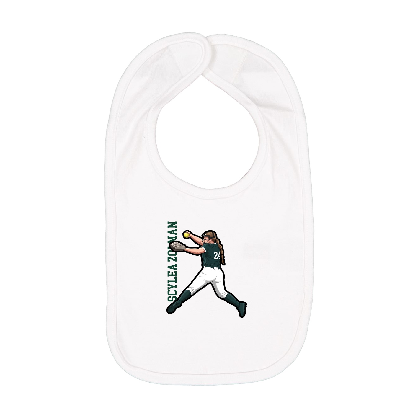 Infant Bib — Name Vertical in White