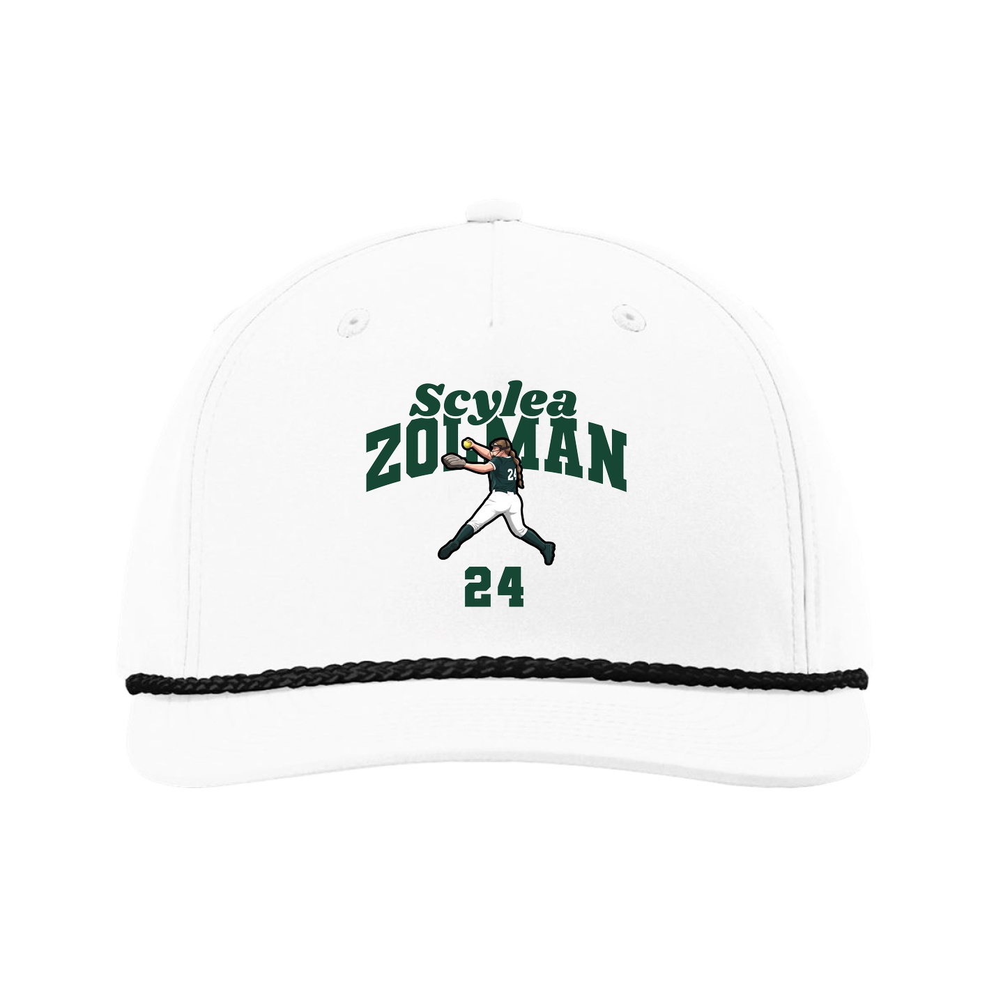 Five-Panel Classic Rope Cap — Signature Arch in White