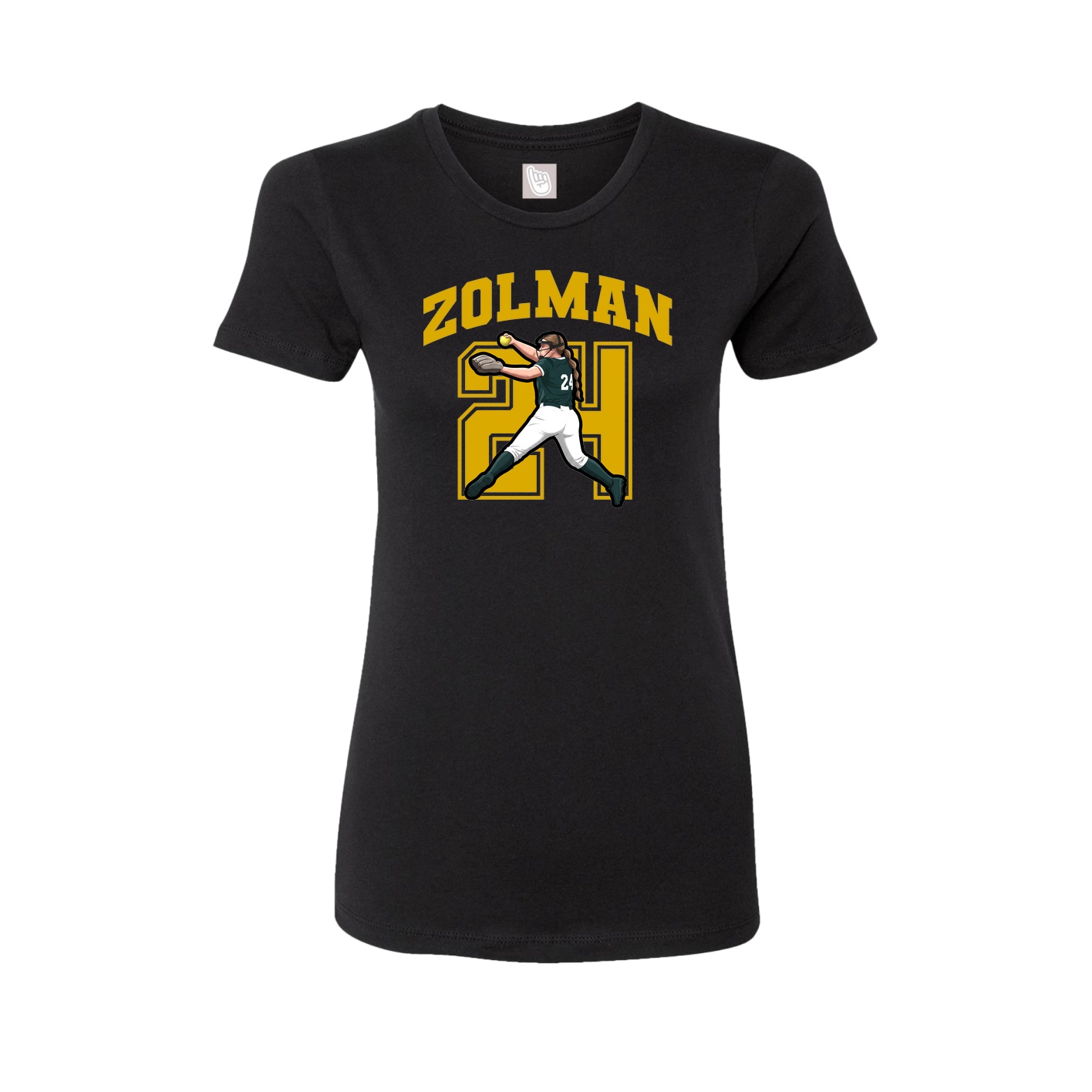 Fitted Women's Tee — Number in Black