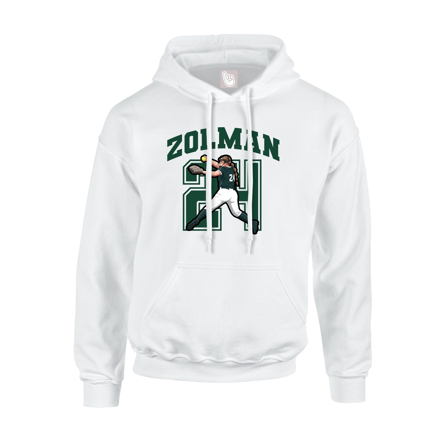 Hoodie — Number in White