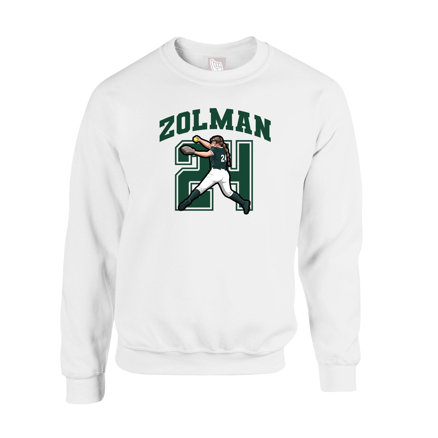Fleece Crew — Number in White