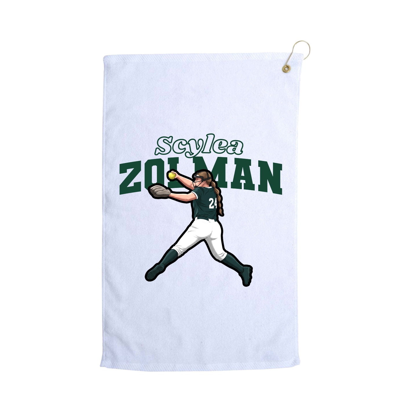 Golf Towel — Name Arch in White