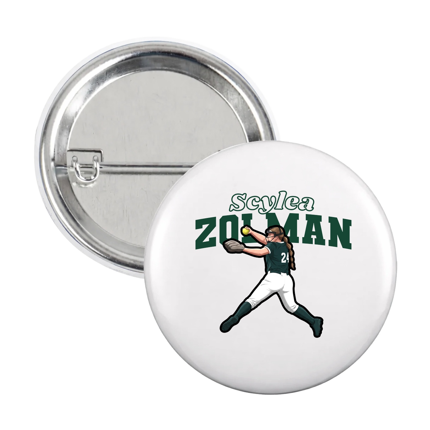 Game Day Button — Name Arch in White