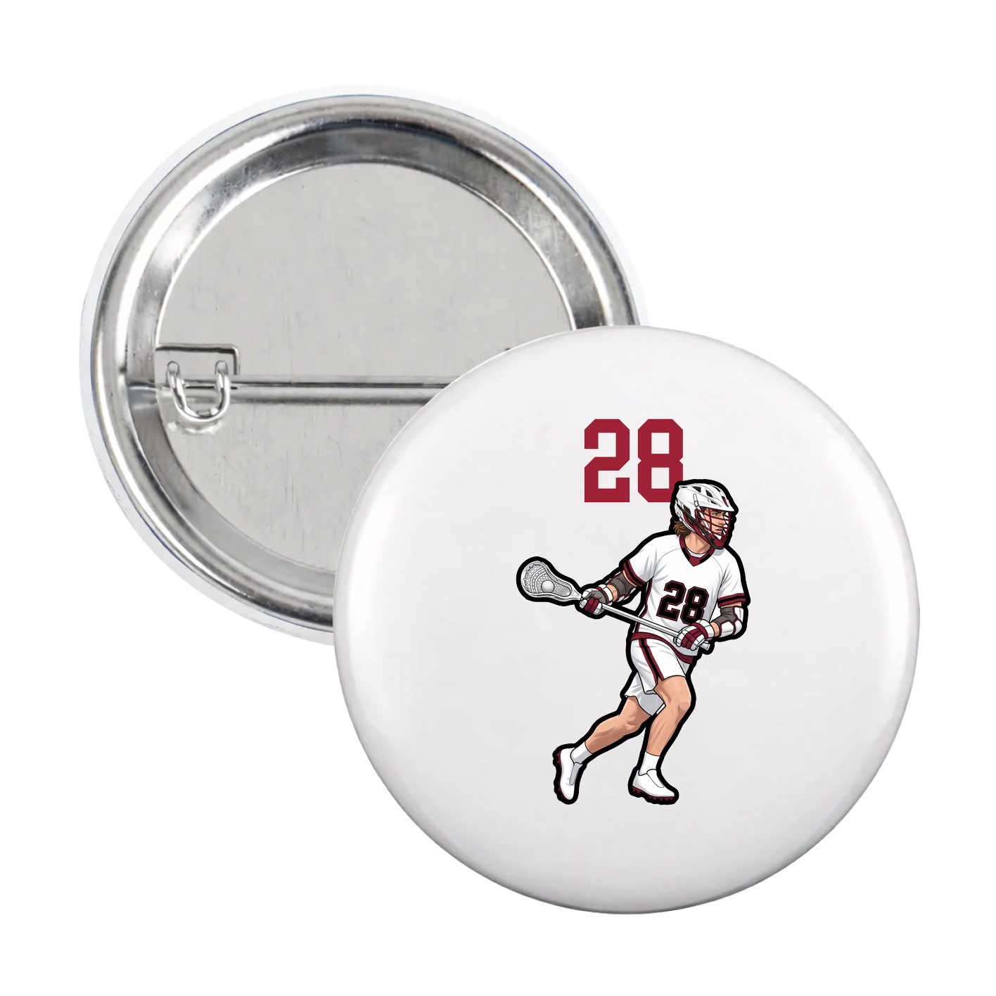 Game Day Button — Number Top in White