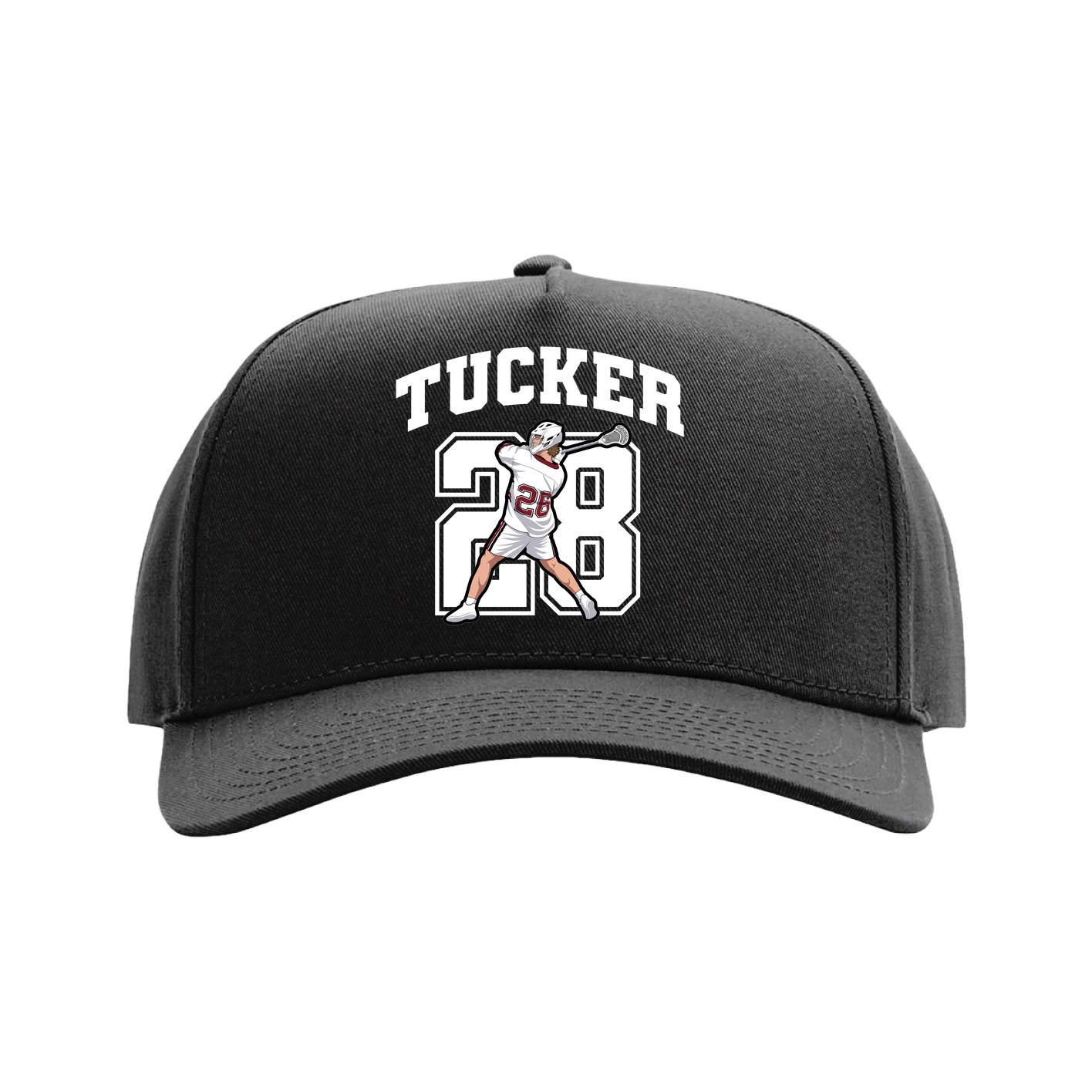 Full Fabric Five-Panel Champ Cap — Number in Black
